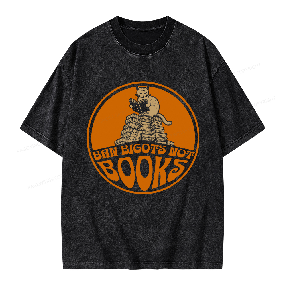 Pagewings Ban Bigots Not Books Unisex Washed T-shirt