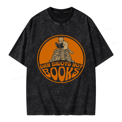 Pagewings Ban Bigots Not Books Unisex Washed T-shirt