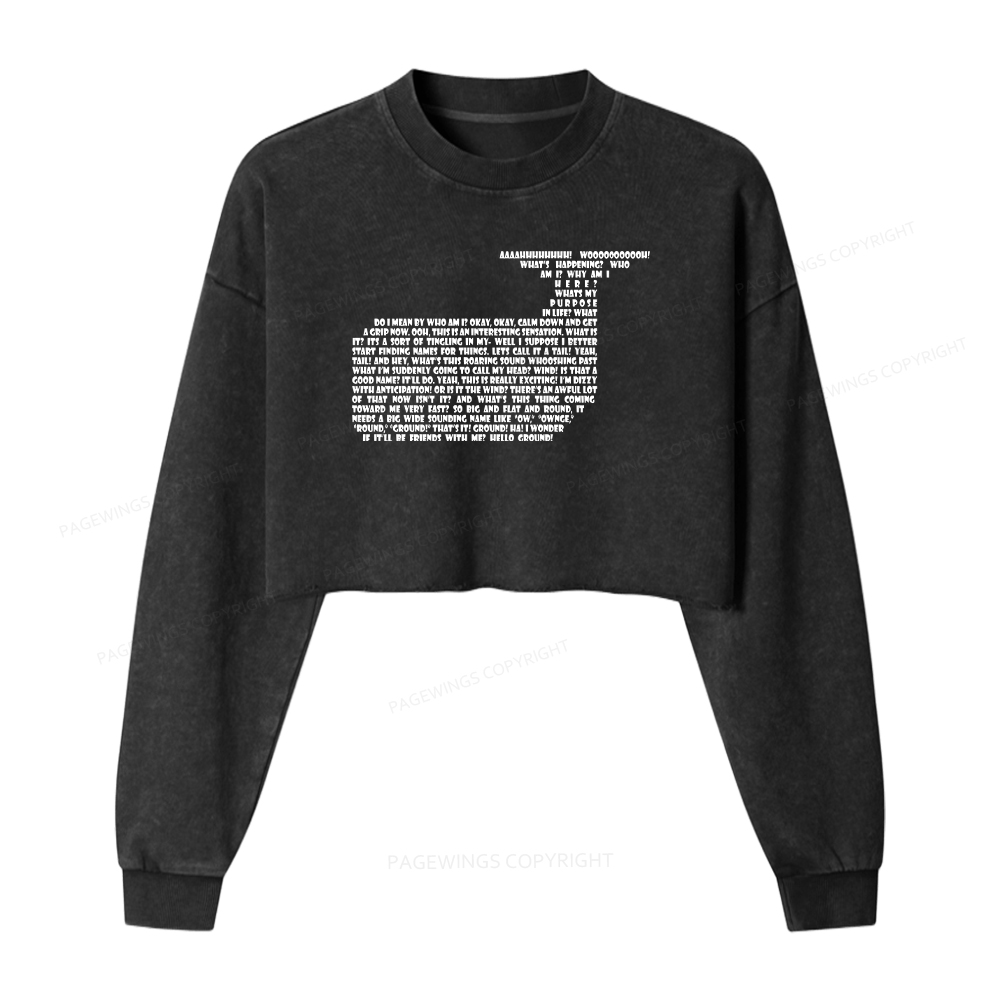 Pagewings Sci-Fi Book Lover Washed Crop Sweatshirt