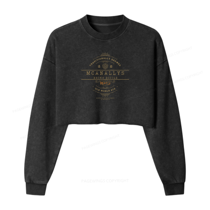 Pagewings Old World Pub Washed Crop Sweatshirt