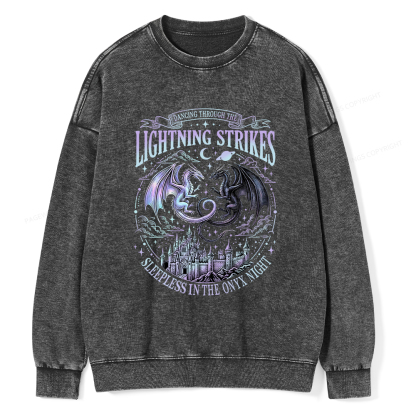 Pagewings Lightning Strikes Unisex Washed Sweatshirt