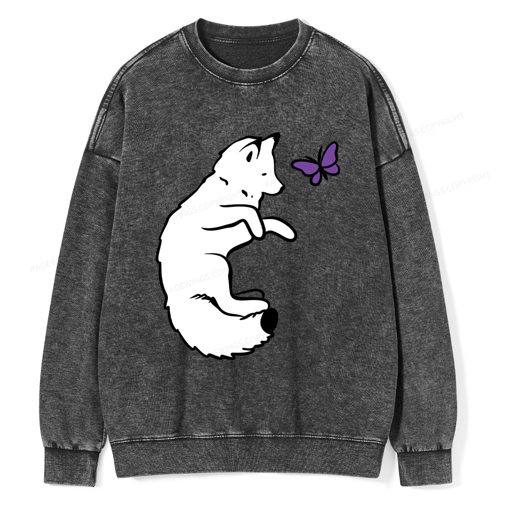 Pagewings Snow Fox Unisex Washed Sweatshirt