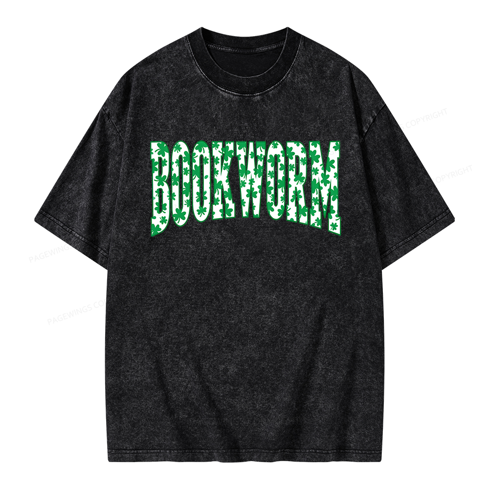 Pagewings St. Patricks Day Bookworm Unisex Washed T-shirt
