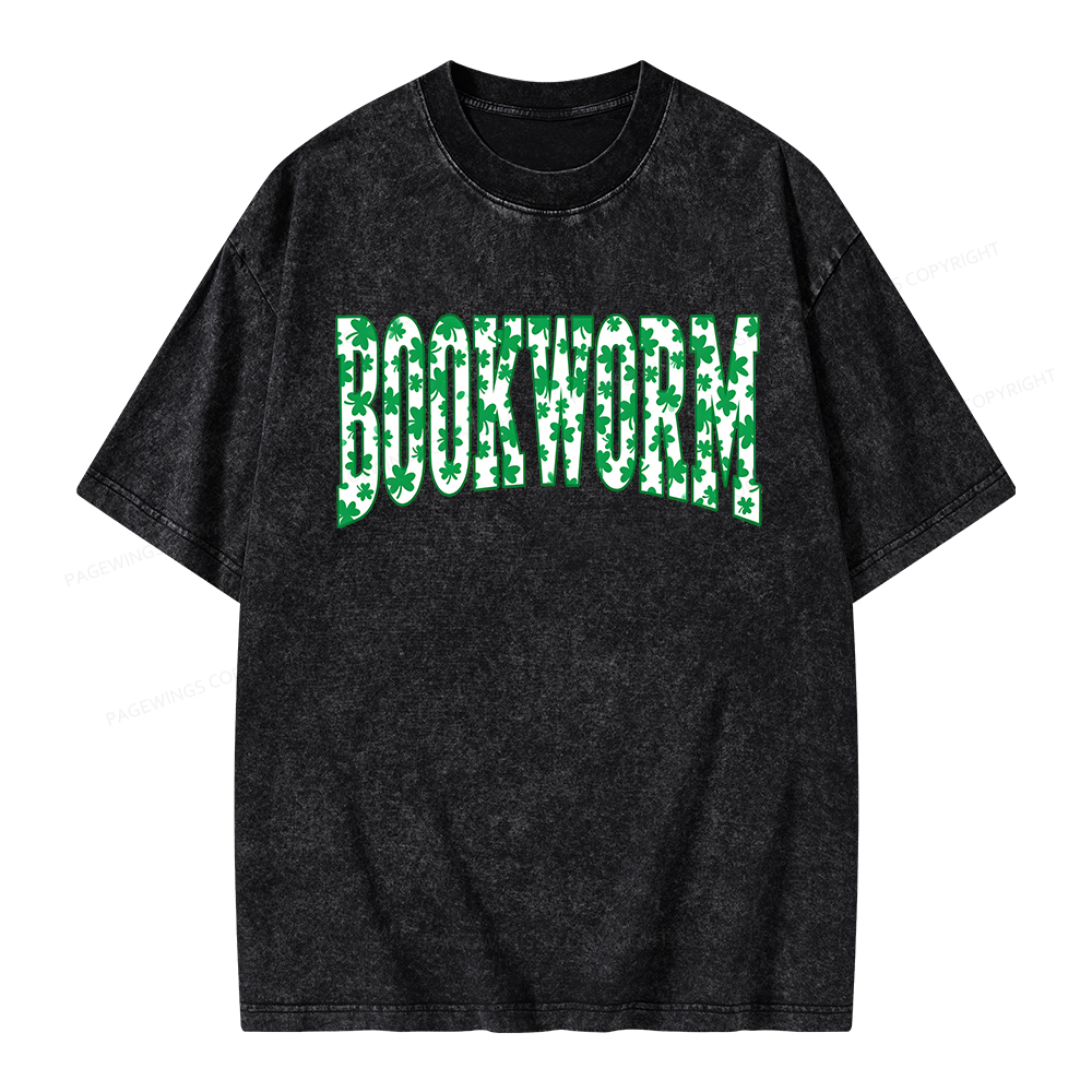 Pagewings St. Patricks Day Bookworm Unisex Washed T-shirt