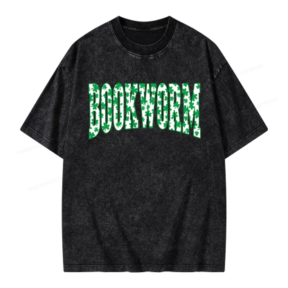Pagewings St. Patricks Day Bookworm Unisex Washed T-shirt