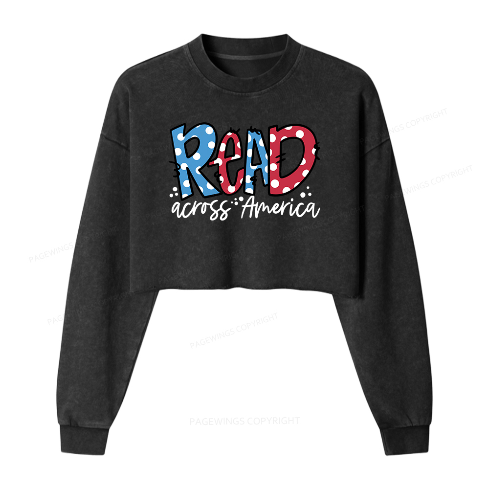 Pagewings Read Across America Washed Crop Sweatshirt