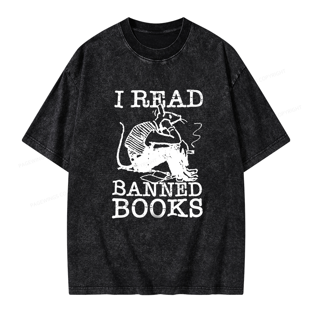 Pagewings I Read Banned Books T Shirt Unisex Washed T-shirt
