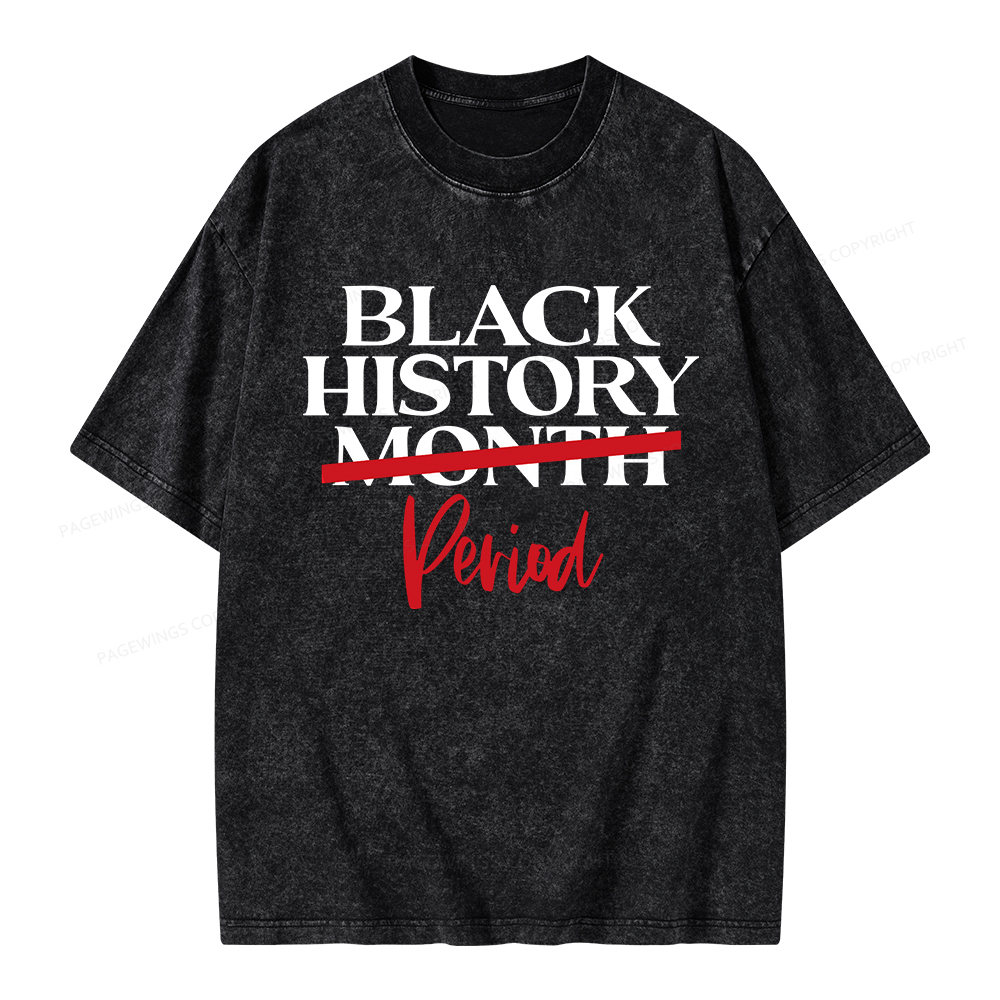 Pagewings Black History Month Period Unisex Washed T-shirt