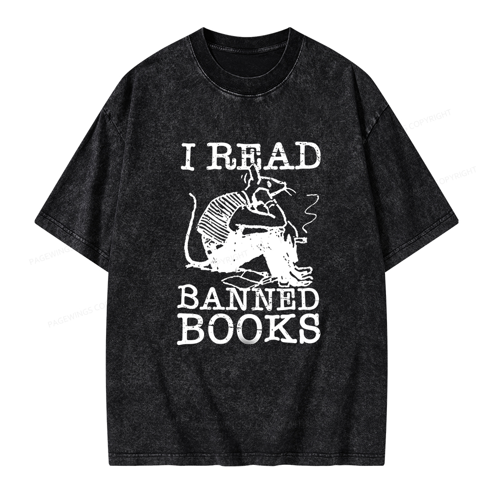 Pagewings I Read Banned Books T Shirt Unisex Washed T-shirt