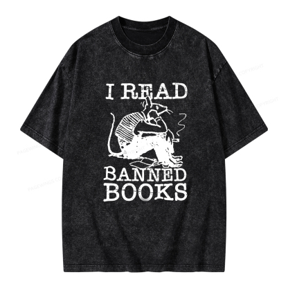 Pagewings I Read Banned Books T Shirt Unisex Washed T-shirt