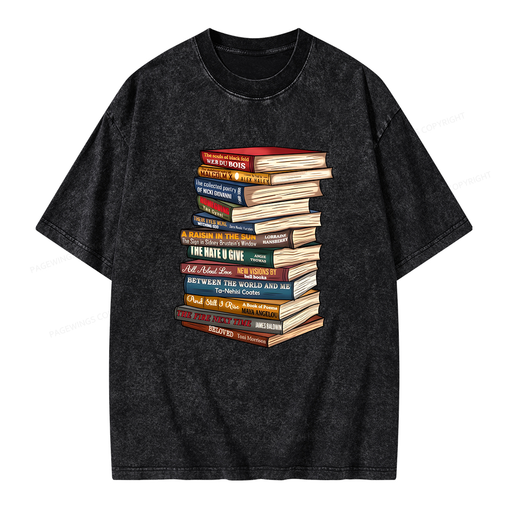 Pagewings Black History Month Books Unisex Washed T-shirt