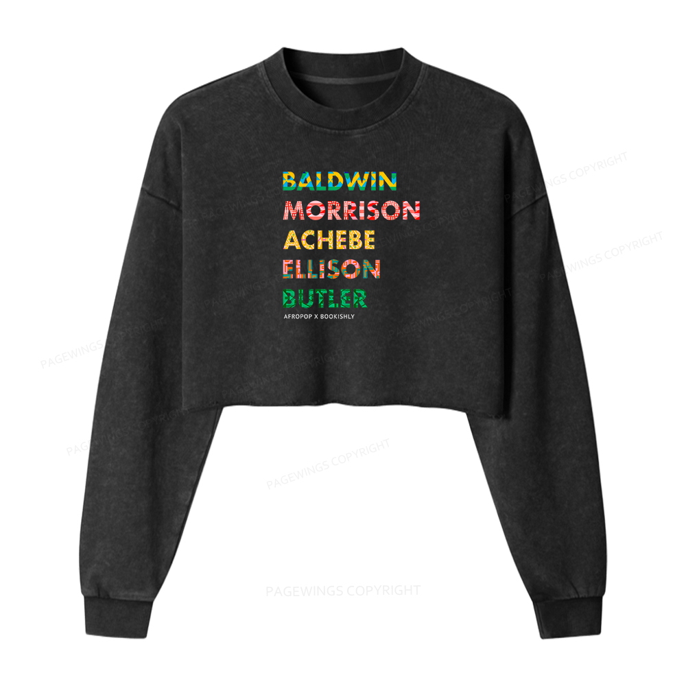 Pagewings Afropop X Bookishly Washed Crop Sweatshirt