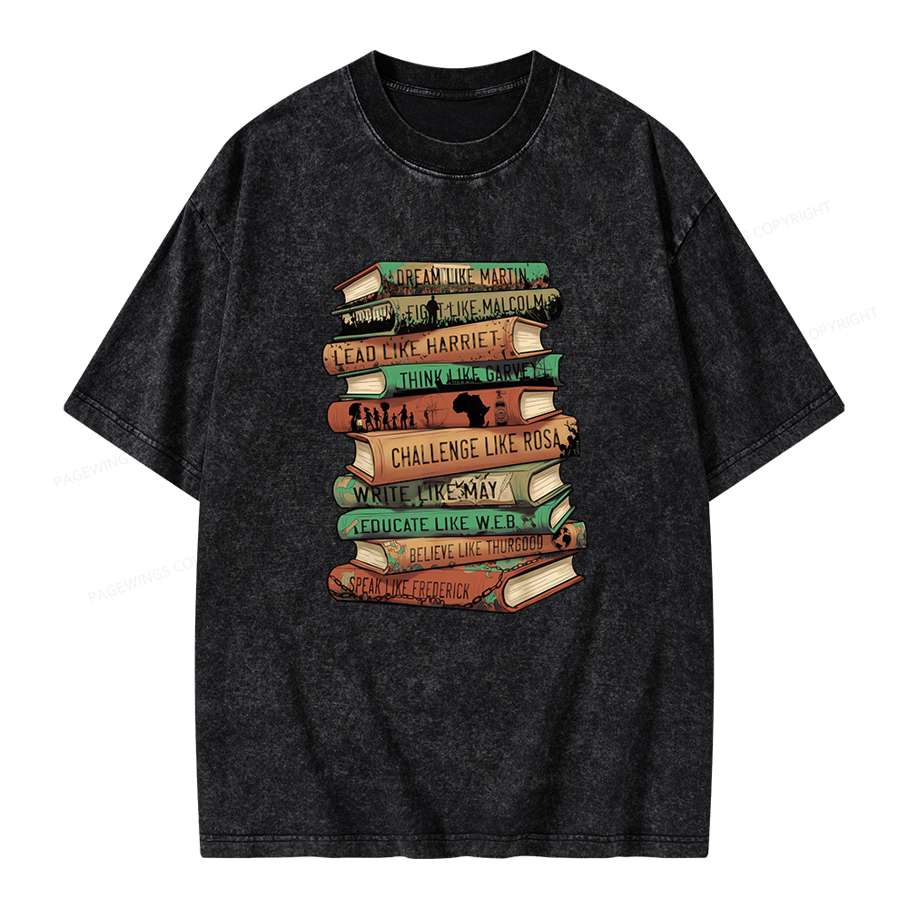 Pagewings Black History Month Books Unisex Washed T-shirt