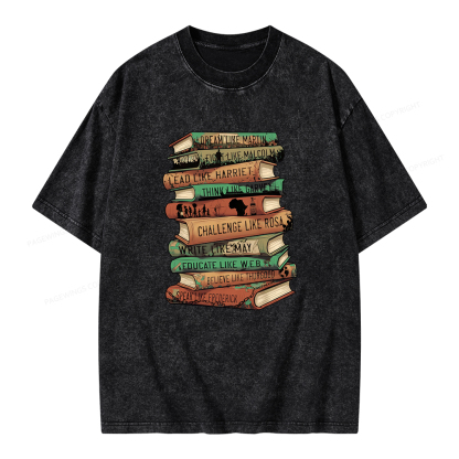 Pagewings Black History Month Books Unisex Washed T-shirt