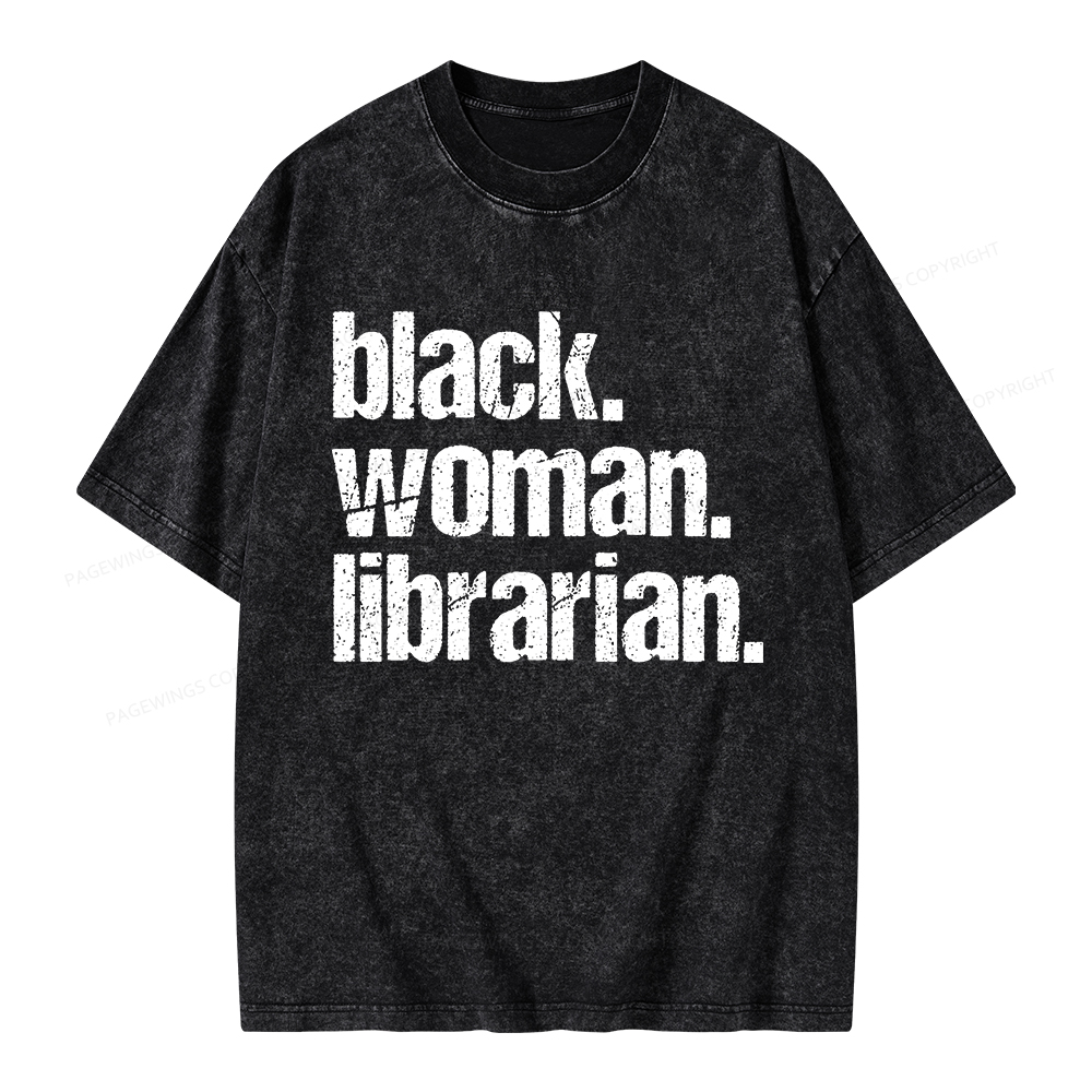 Pagewings Black Woman Librarian Unisex Washed T-shirt