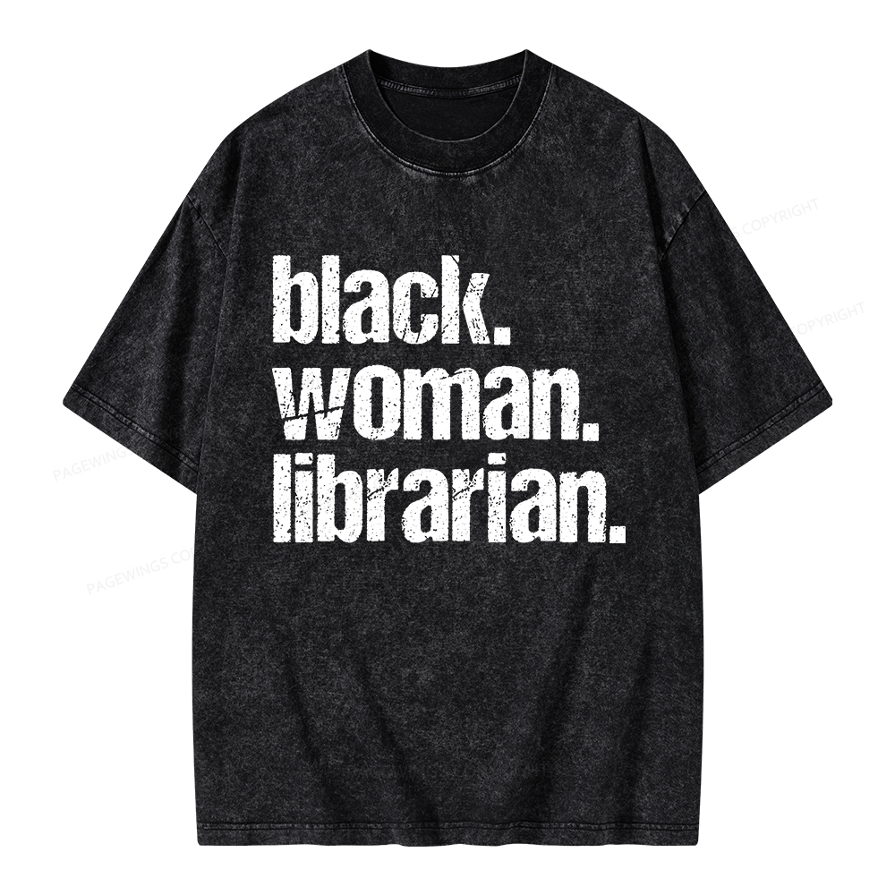 Pagewings Black Woman Librarian Unisex Washed T-shirt