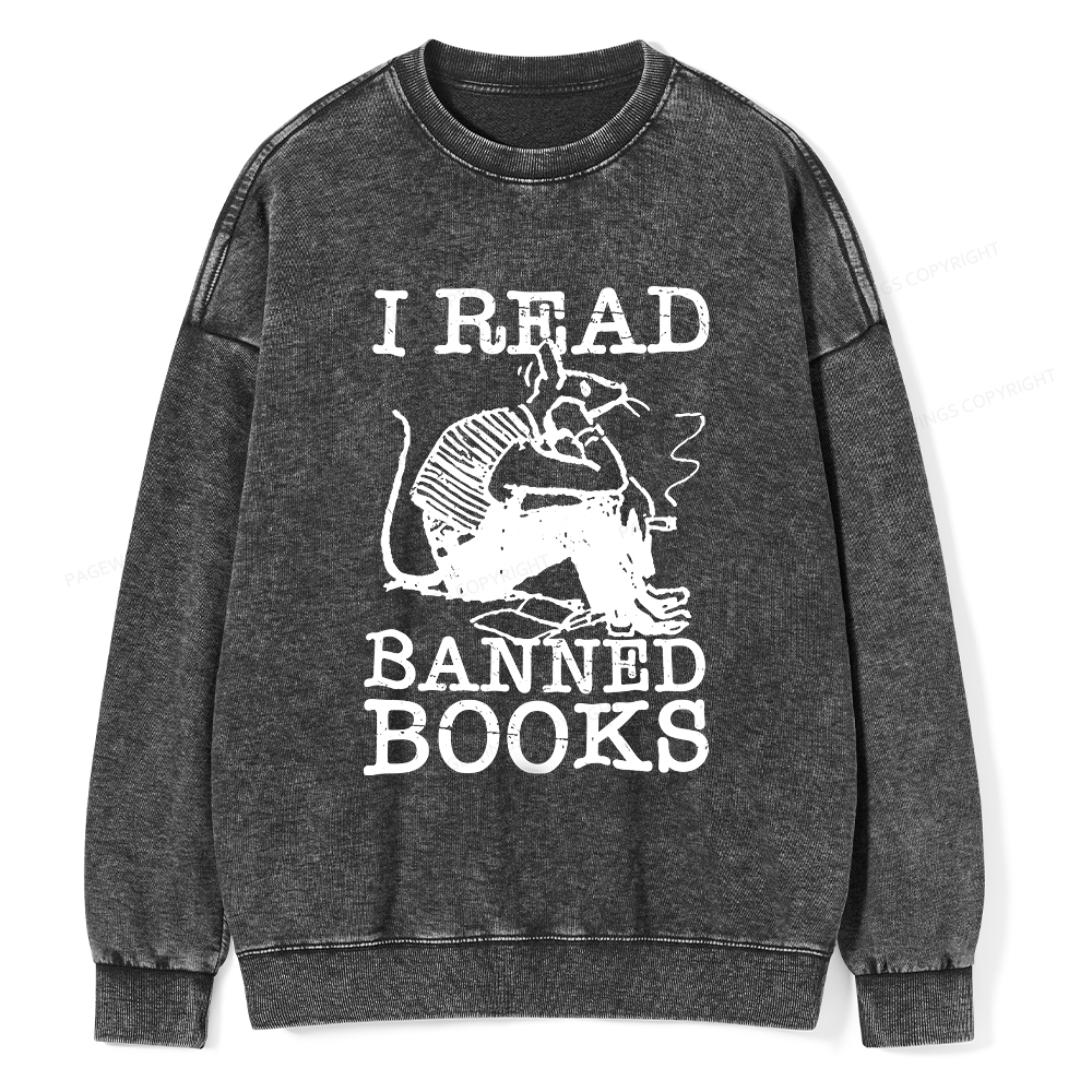 Pagewings I Read Banned Books T Shirt Unisex Washed Sweatshirt