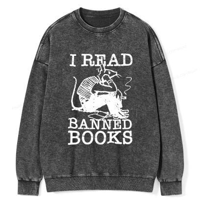 Pagewings I Read Banned Books T Shirt Unisex Washed Sweatshirt