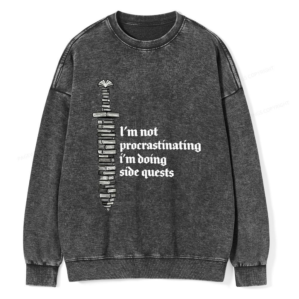 Pagewings I'm Doing Side Quests Unisex Washed Sweatshirt
