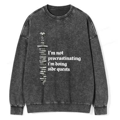 Pagewings I'm Doing Side Quests Unisex Washed Sweatshirt