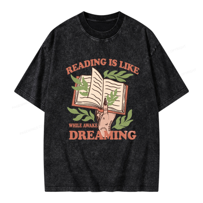 Pagewings Reading is like Dreaming  Unisex Washed T-shirt