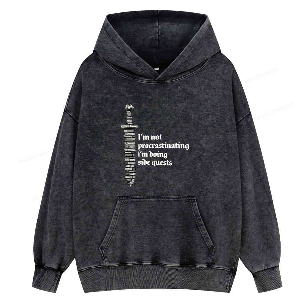 Pagewings I'm Doing Side Quests Unisex Washed Hoodie