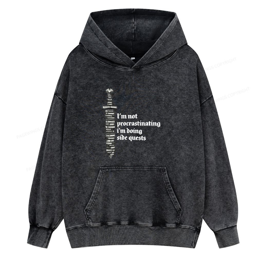 Pagewings I'm Doing Side Quests Unisex Washed Hoodie