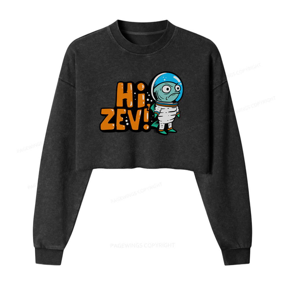 Pagewings Sci-Fi Book Lover Washed Crop Sweatshirt