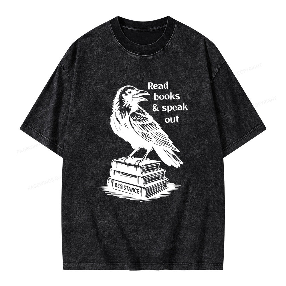 Pagewings Read Books Speak Out Unisex Washed T-shirt
