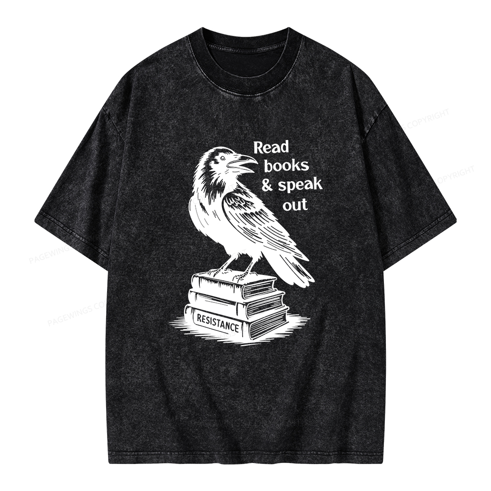 Pagewings Read Books Speak Out Unisex Washed T-shirt