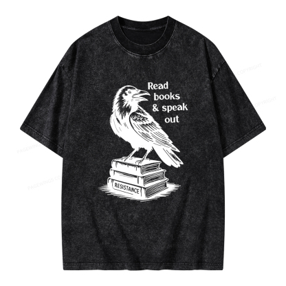 Pagewings Read Books Speak Out Unisex Washed T-shirt