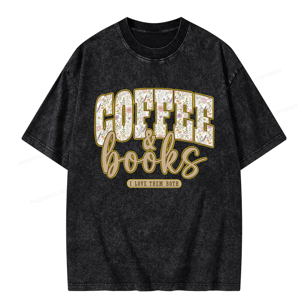 Pagewings Coffee and Books Unisex Washed T-shirt