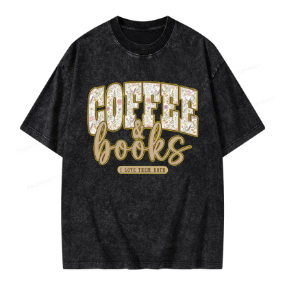 Pagewings Coffee and Books Unisex Washed T-shirt