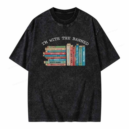 Pagewings I'm With The Banned Books Shirt Unisex Washed T-shirt
