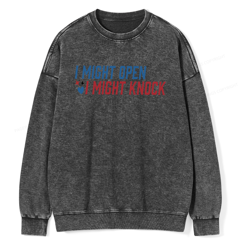 Pagewings I Might Knock Unisex Washed Sweatshirt