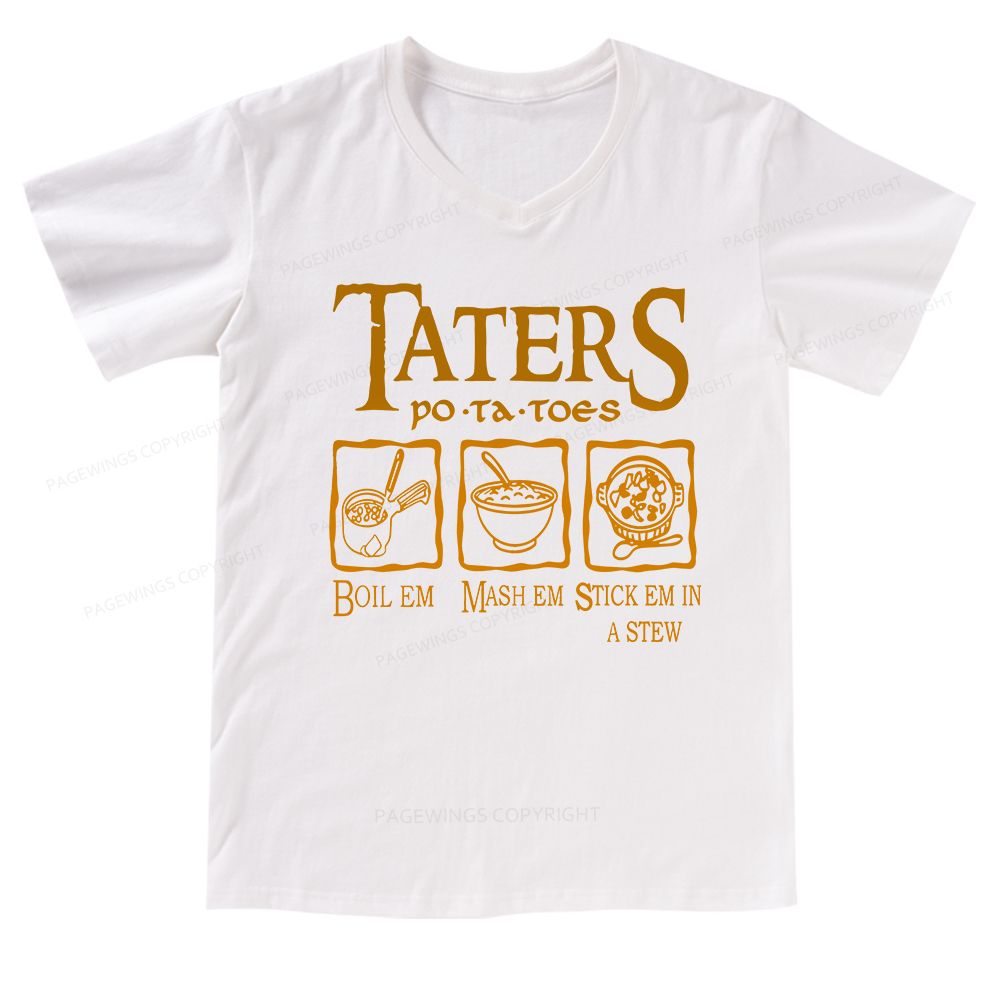 Pagewings Taters PoTaToes V-neck T-shirt