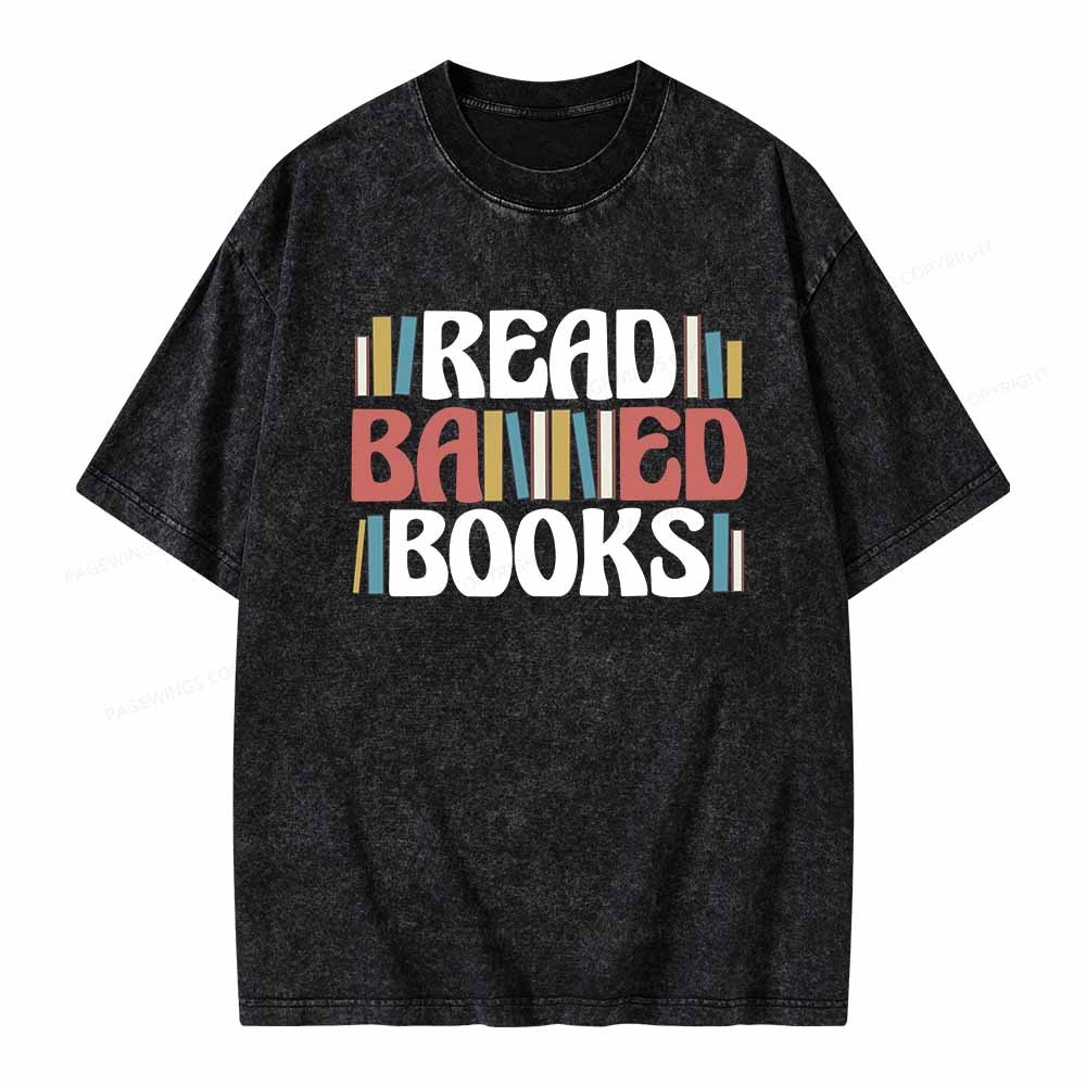 Pagewings Read Banned Books Unisex Washed T-shirt