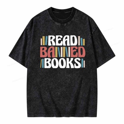 Pagewings Read Banned Books Unisex Washed T-shirt