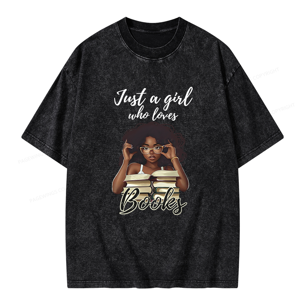 Pagewings Black Girl Reading Unisex Washed T-shirt