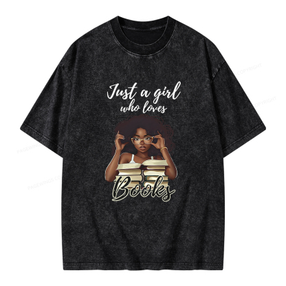 Pagewings Black Girl Reading Unisex Washed T-shirt