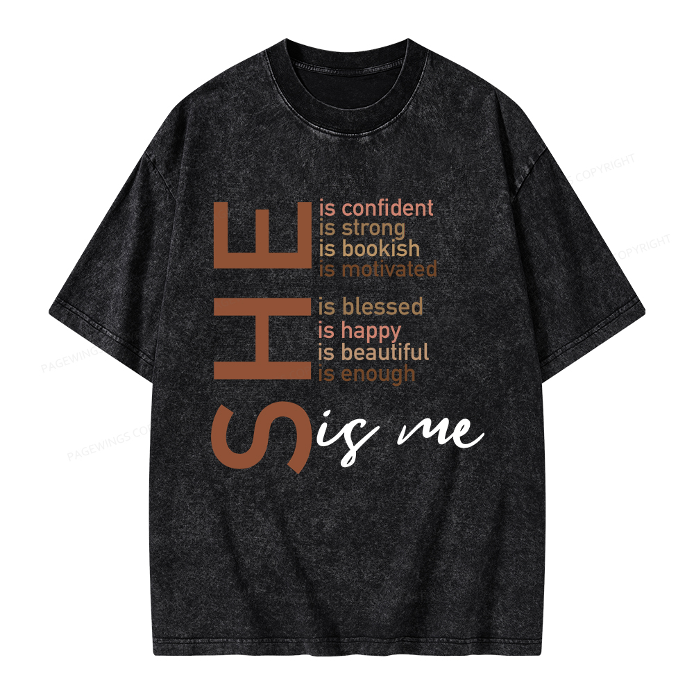 Pagewings Black Women She Is Me Unisex Washed T-shirt