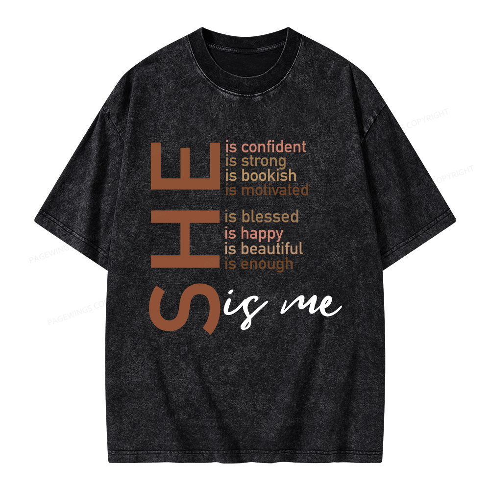 Pagewings Black Women She Is Me Unisex Washed T-shirt