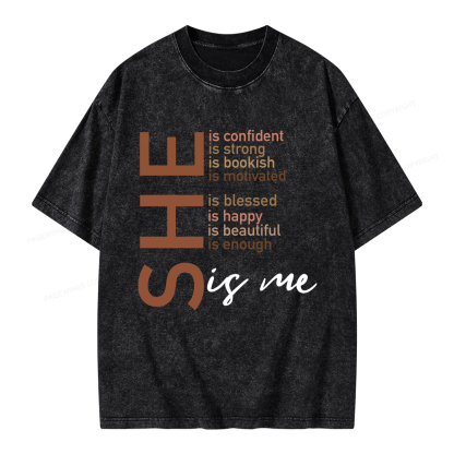 Pagewings Black Women She Is Me Unisex Washed T-shirt