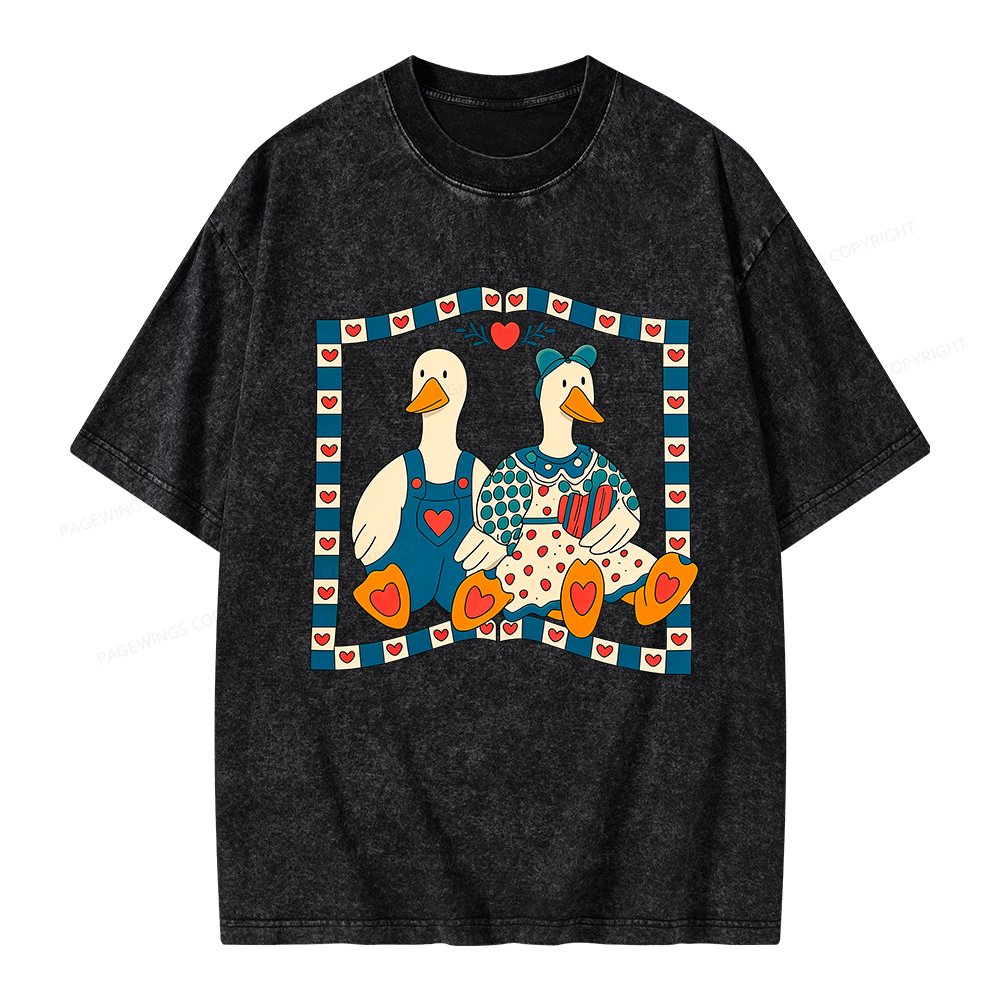 Pagewings Vintage Bookish Goose Unisex Washed T-shirt