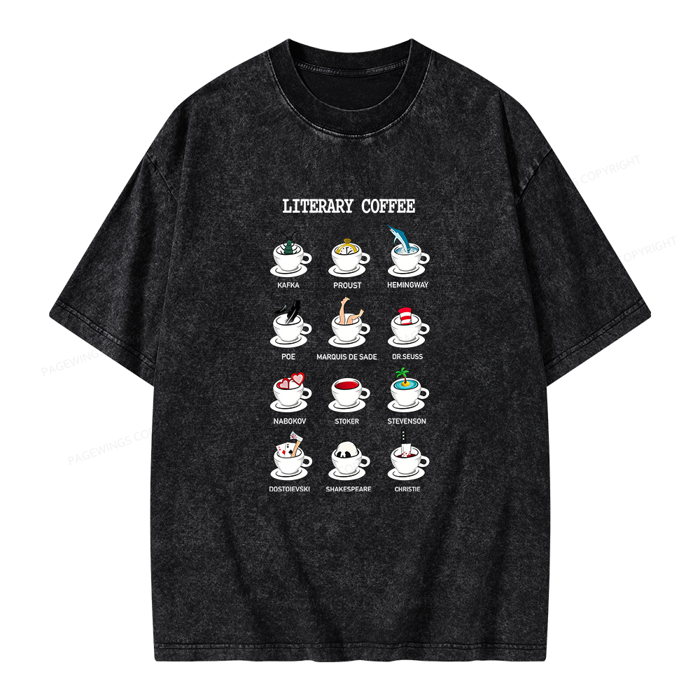 Pagewings Literary Coffee Unisex Washed T-shirt