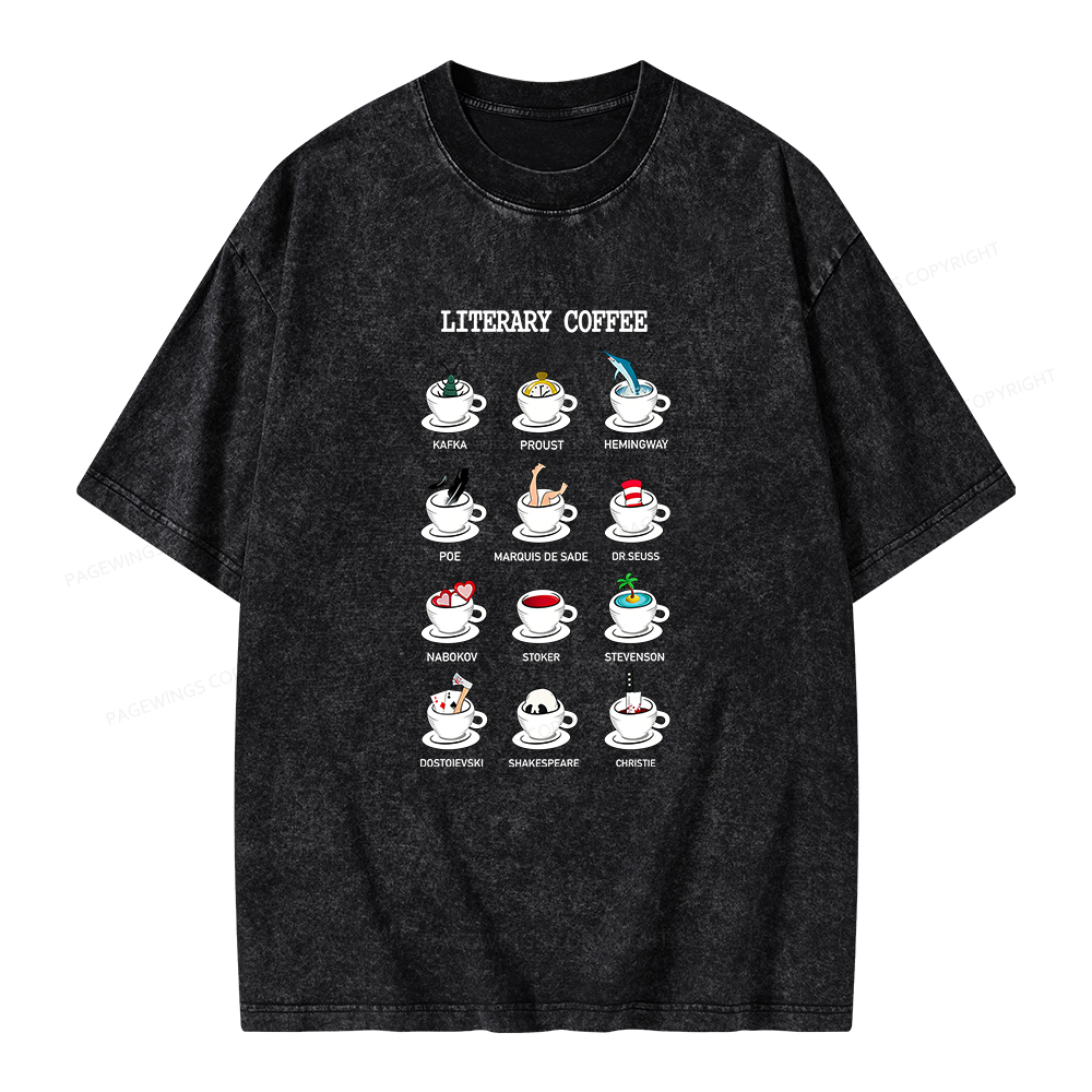 Pagewings Literary Coffee Unisex Washed T-shirt