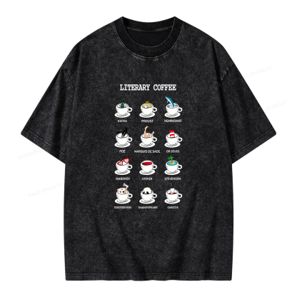 Pagewings Literary Coffee Unisex Washed T-shirt