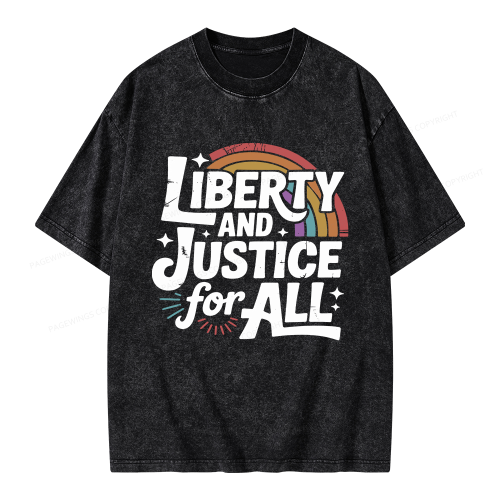 Pagewings Liberty And Justice For All Unisex Washed T-shirt