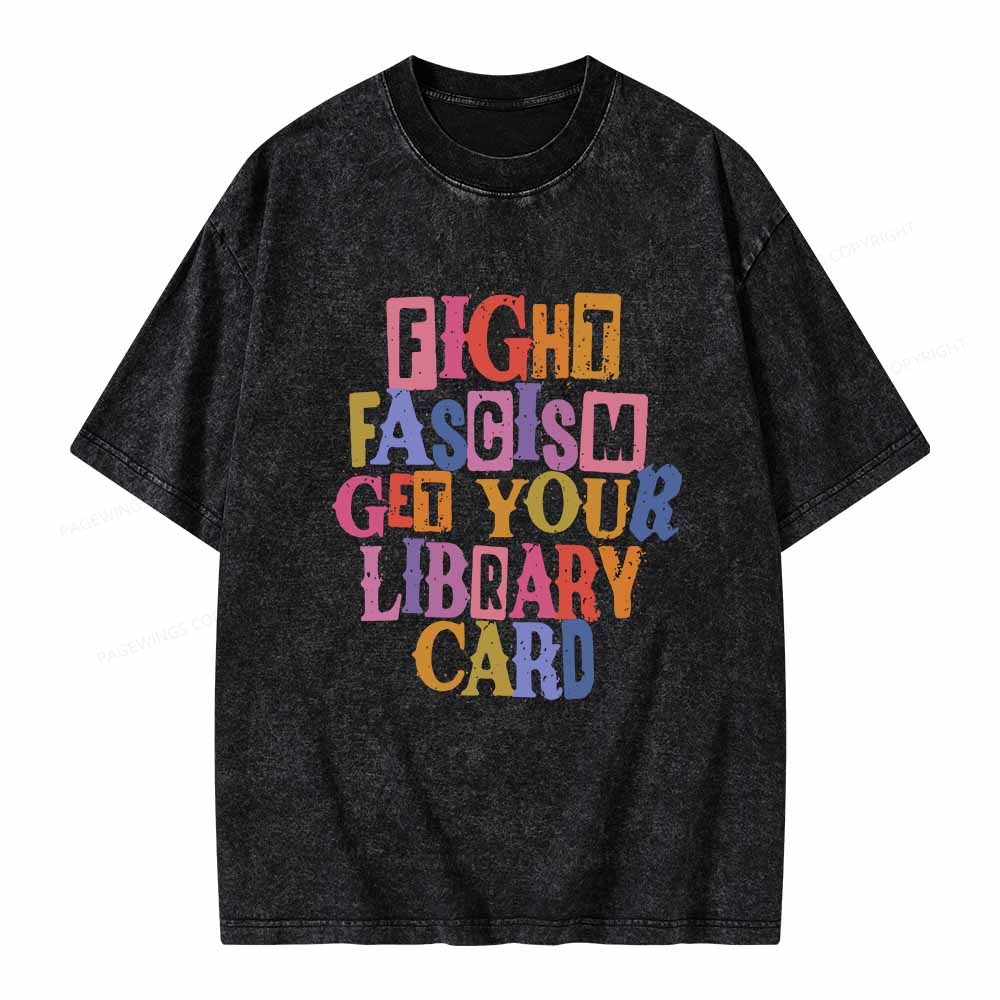 Pagewings Get Your Library Card Unisex Washed T-shirt