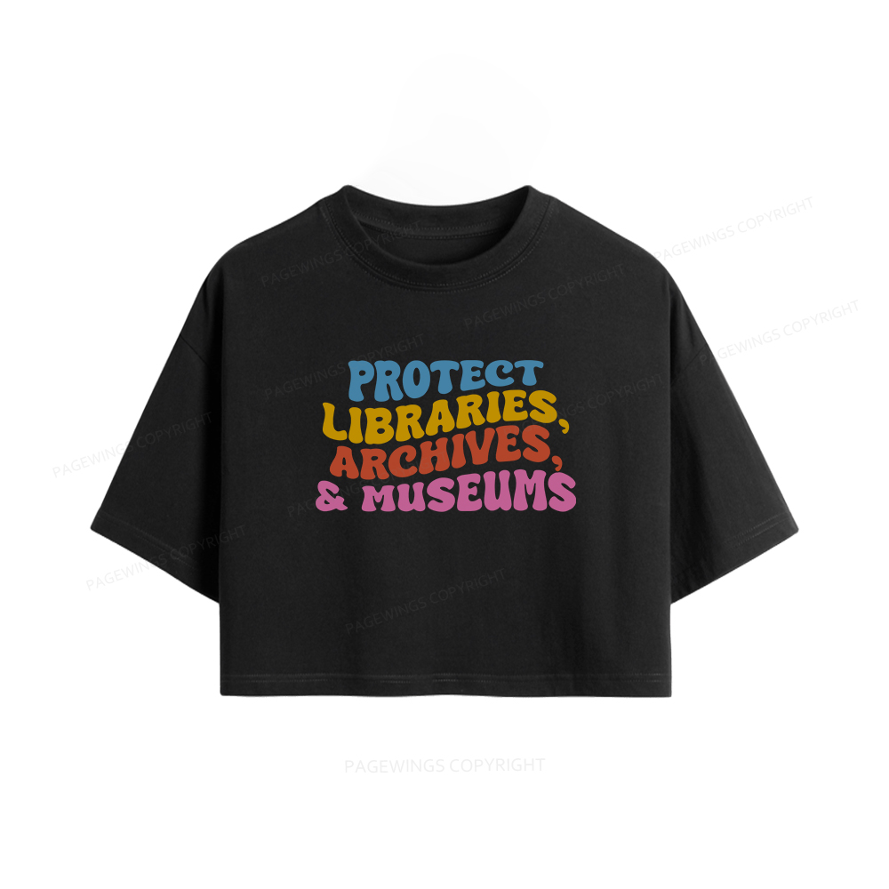 Pagewings Protect Libraries Archives And Museums Women Crop Tops